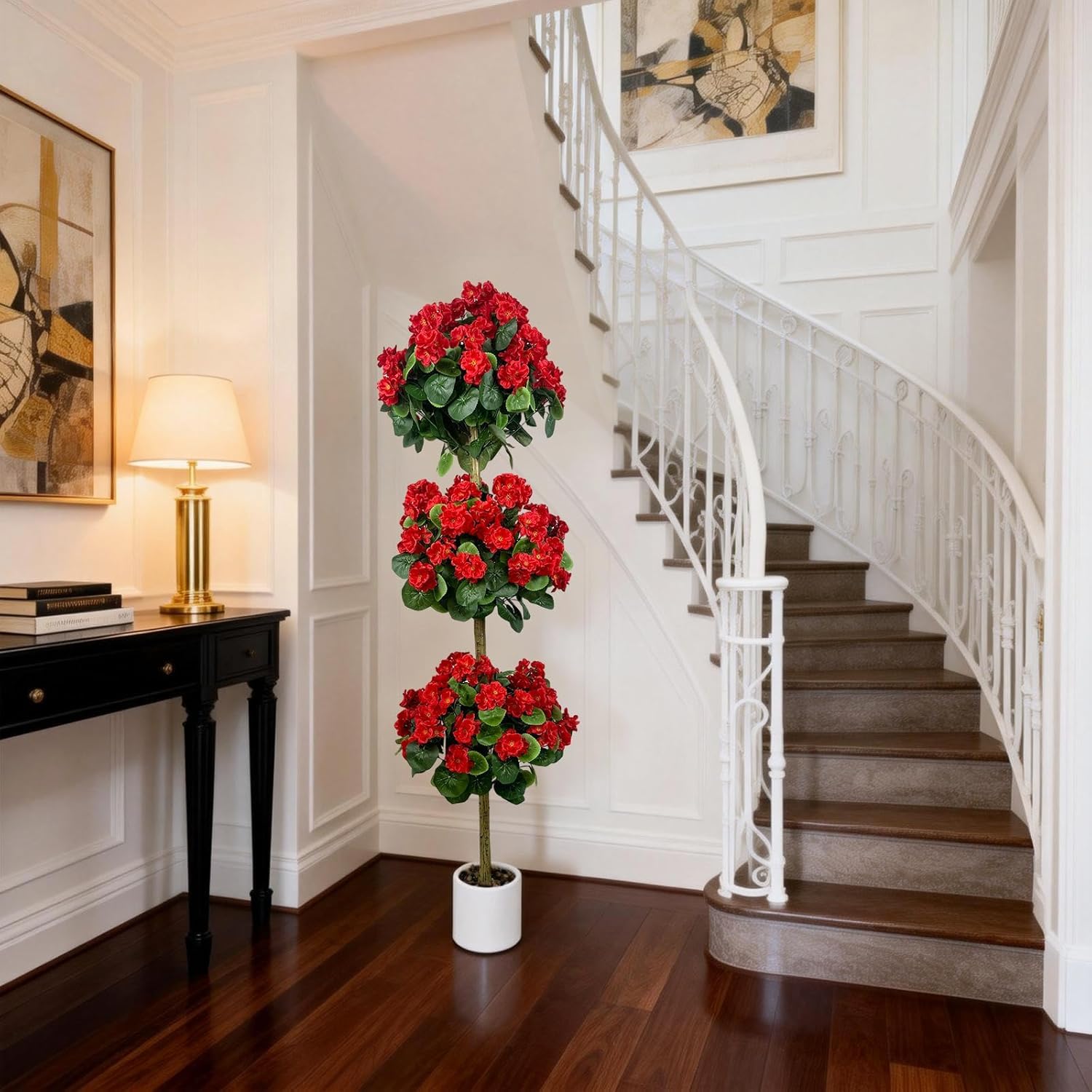 Árbol de geranio artificial Garvee rojo