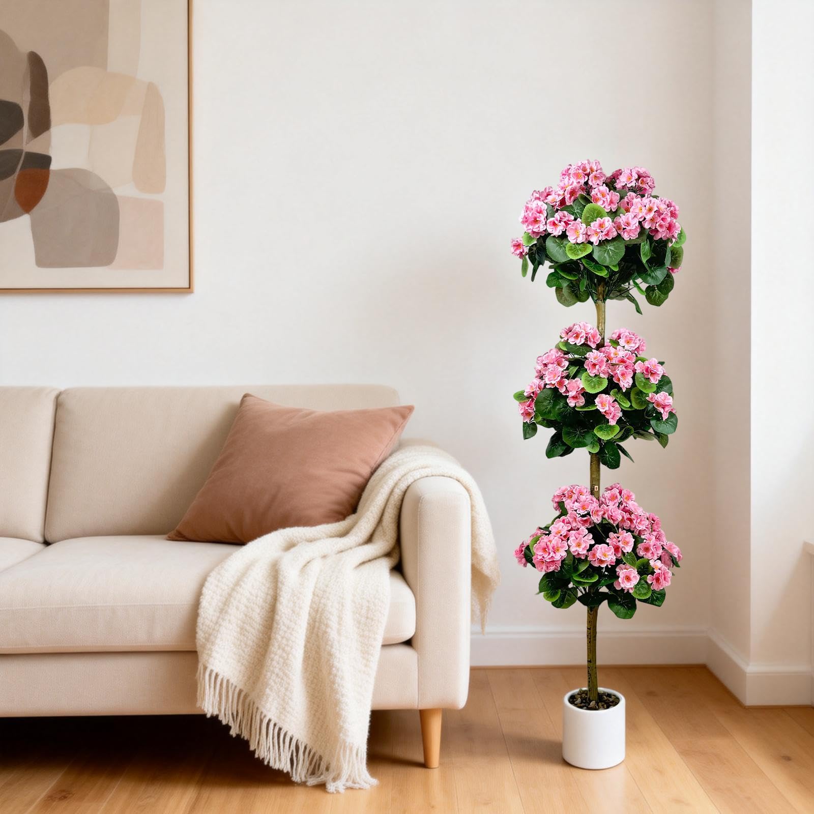 Detalle de las flores de seda rosa