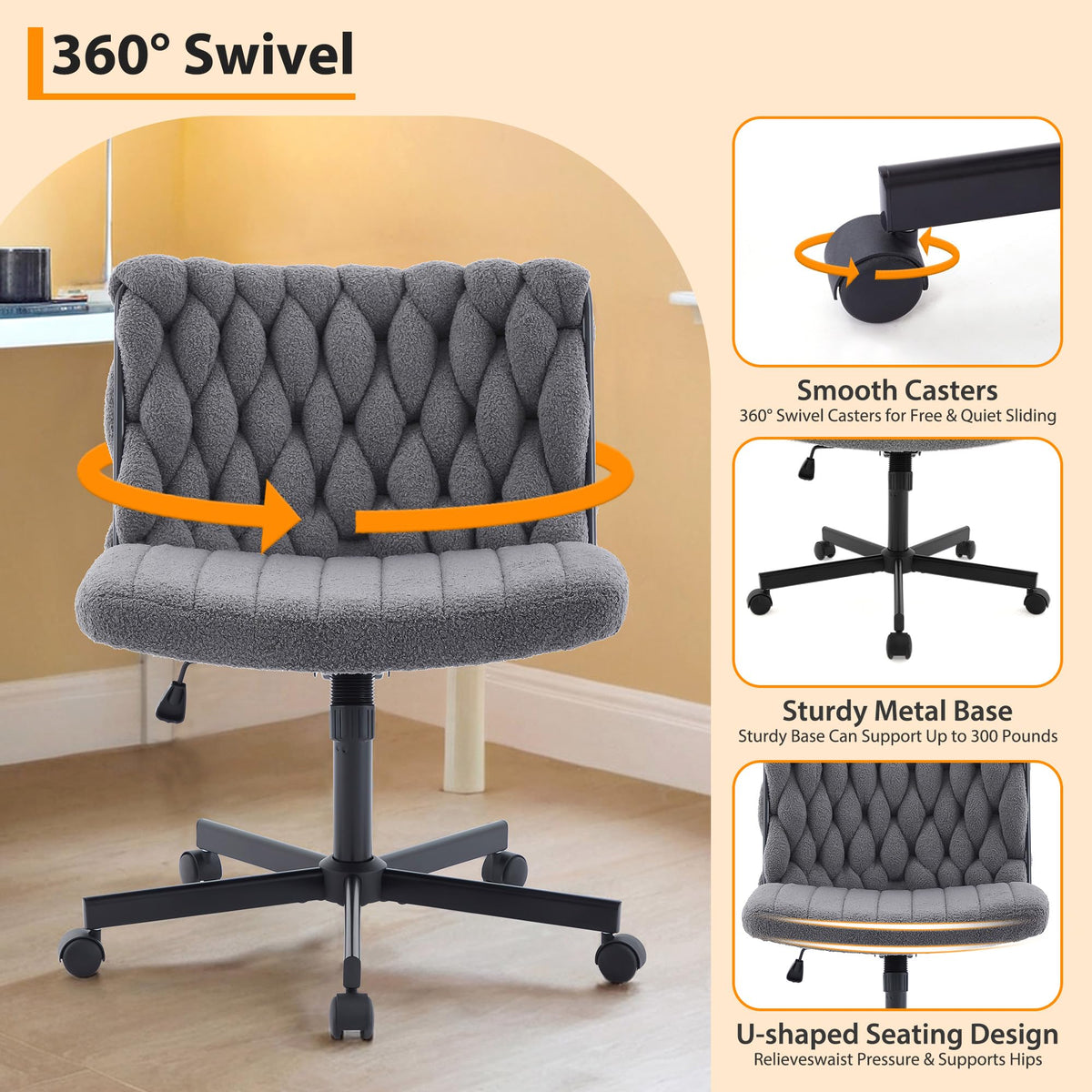 Silla ergonómica de oficina gris